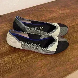 Rothy’s Retired Bluffalo White and Black Plaid Flats